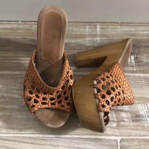 One-of-a-kind Woven Leather Wedges